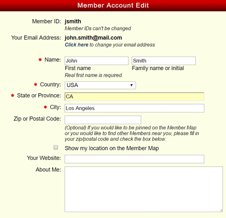 account edit form