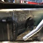 Original handbrake vinyl cleaned and glued in plac